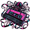 Front flat lay of light gray Analog Spider 80s spider shirt with cassette and spider graphic
