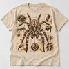 Front flat lay of sand Arachnid Field Notes vintage spider illustration shirt
