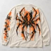 Front flat lay of bone Concrete Crawler graffiti spider long sleeve