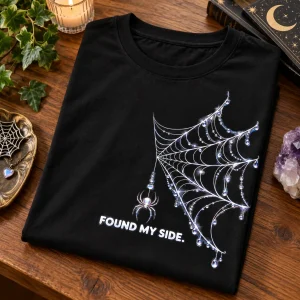 Folded black Connected Web Left shirt with the FOUND MY SIDE text visible