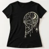 Front flat lay of Black Women's Couple Web Right matching halloween spider shirt with cream half-heart spider web and AFTER DARK text