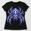 Front flat lay of black Crystal Spider shirt with faceted gemstone spider