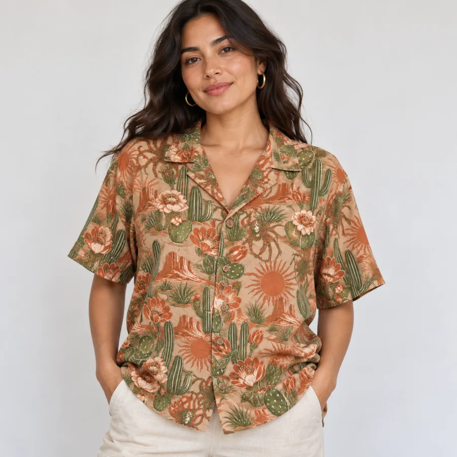 Folded faded tan desert spider button up shirt