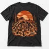 Front flat lay of faded black Desert Tarantula tarantula shirt with rust and tan desert spider artwork