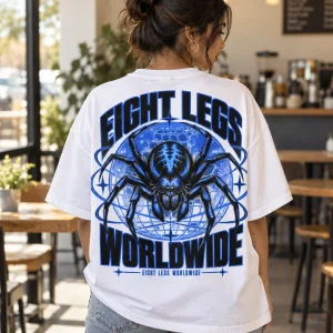 Folded white spider graphic streetwear tee