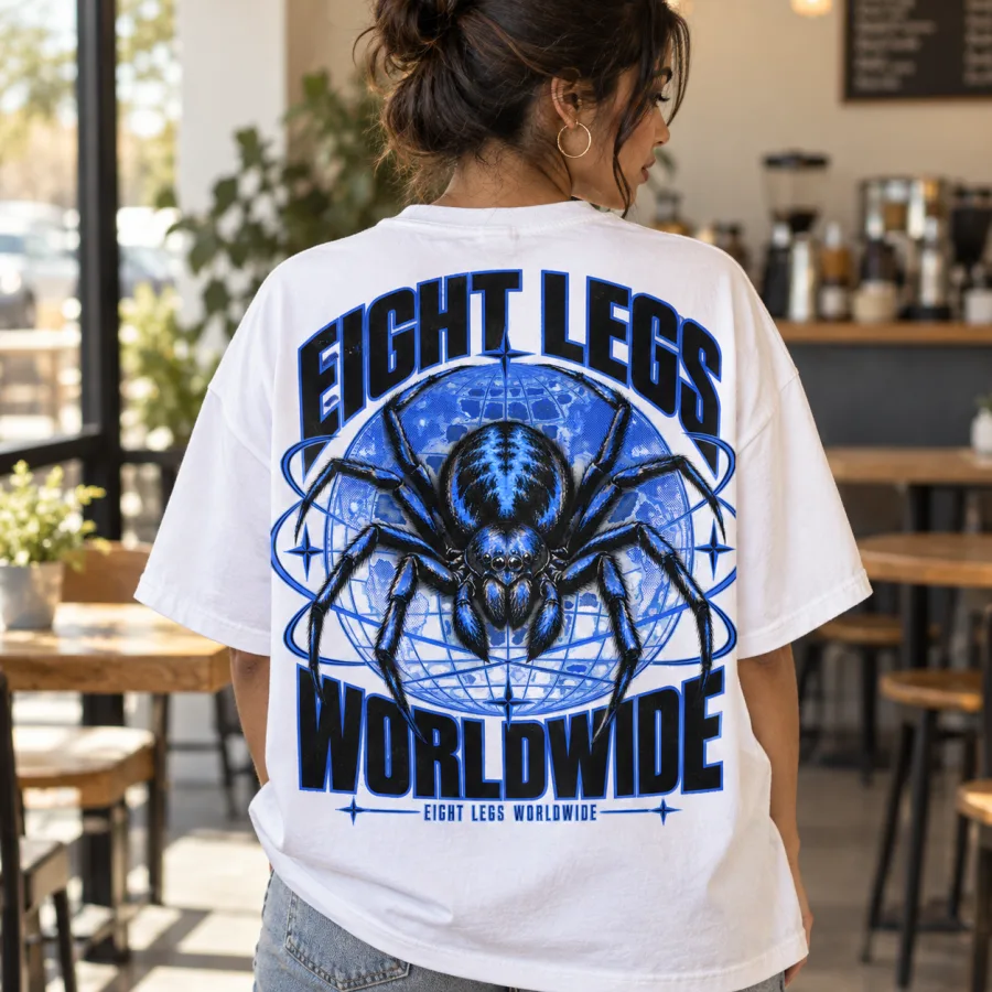 Folded white spider graphic streetwear tee