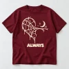 Front flat lay of burgundy Heart Web Pair Right matching web heart shirt