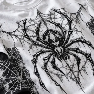 Close-up of gray web grid pattern on the black under-sleeve