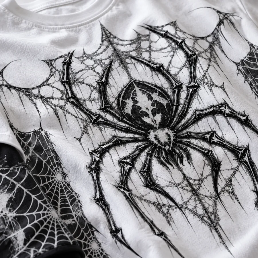 Close-up of gray web grid pattern on the black under-sleeve