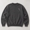 Front flat lay of washed charcoal Midnight Embroidery minimal spider sweatshirt