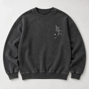 Midnight Embroidery sweatshirt on a hanger