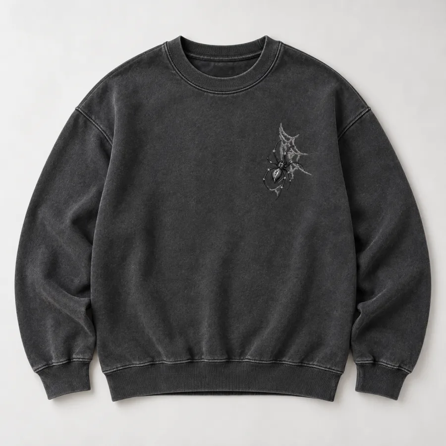 Midnight Embroidery sweatshirt on a hanger