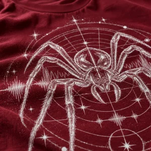 Close-up of the sketch-line spider over analog waveforms and grid lines