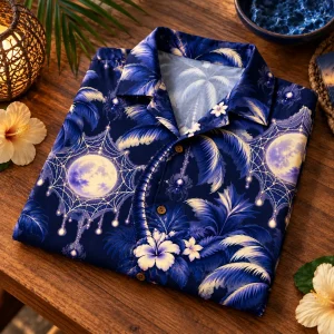Folded Palm Web Nights shirt showing the palm and web all-over pattern