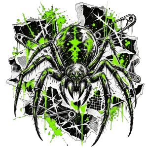 Front flat lay of black Punk Spider oversized punk spider shirt