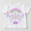 Front flat lay of white Rainbow Web cute spider web toddler shirt