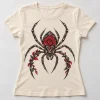 Front flat lay of natural Rose Abdomen Spider floral spider shirt for women