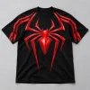 Front flat lay of black Spider-Man Sleeve Stripe Emblem t shirt