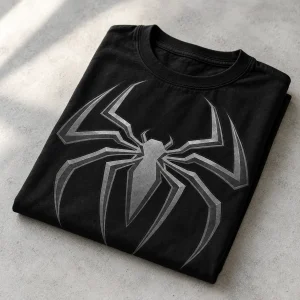 Folded black Spider-Man Tonal Emblem tee showing the tonal emblem