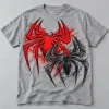 Front flat lay of heather gray Spider-Man Twin Emblems tee with red and black spiders