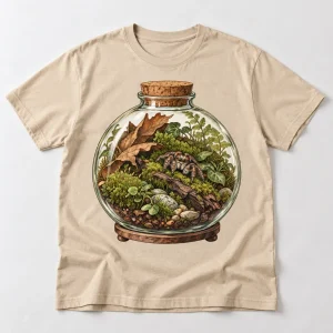 Front flat lay of sand Spider Terrarium nature spider shirt