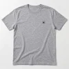 Front flat lay of Heather gray Tiny Spider Chest small spider shirt with black left-chest spider icon
