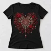 Front flat lay of black Velvet Night Web romantic gothic spider shirt