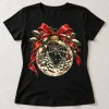Front flat lay of black Web Ornament spider ornament shirt for women