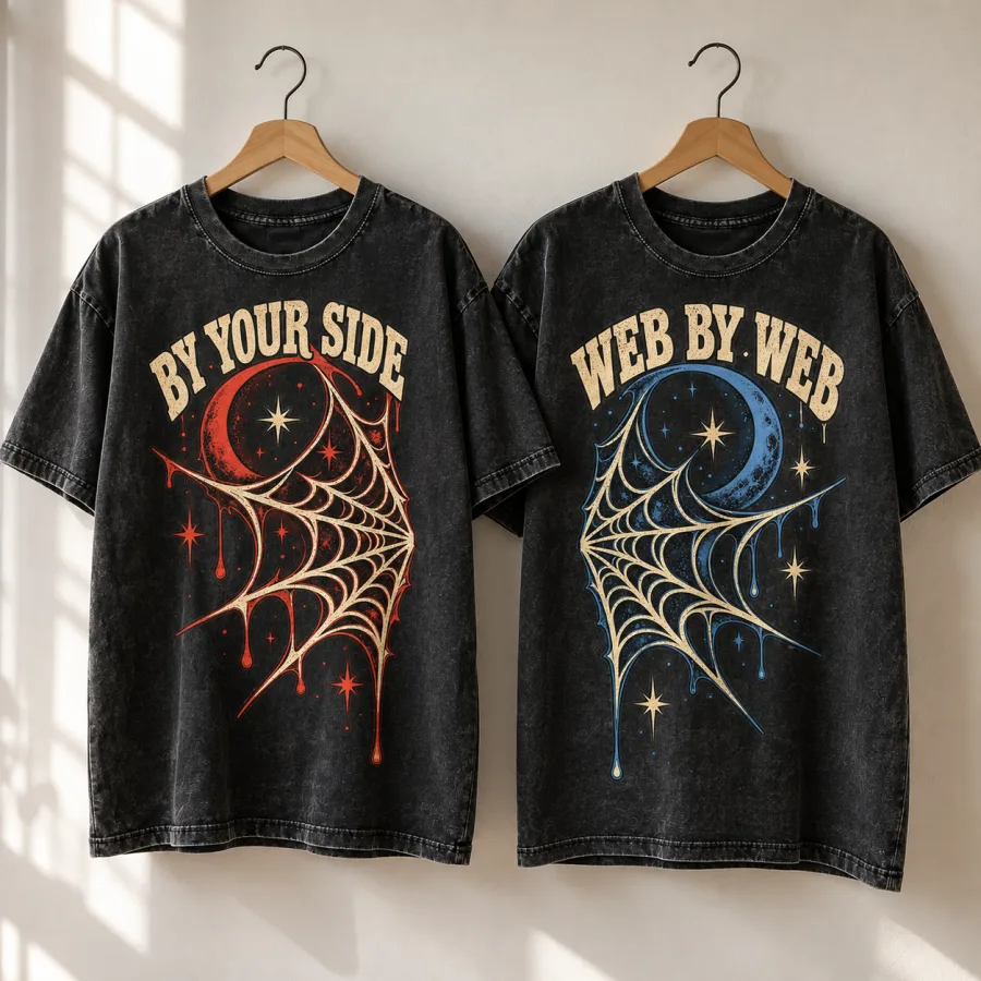 Washed black Webside Best Friends tee on a hanger
