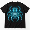 Front flat lay of black heavyweight X-Ray Spider x ray spider shirt with luminous cyan fictional anatomy print